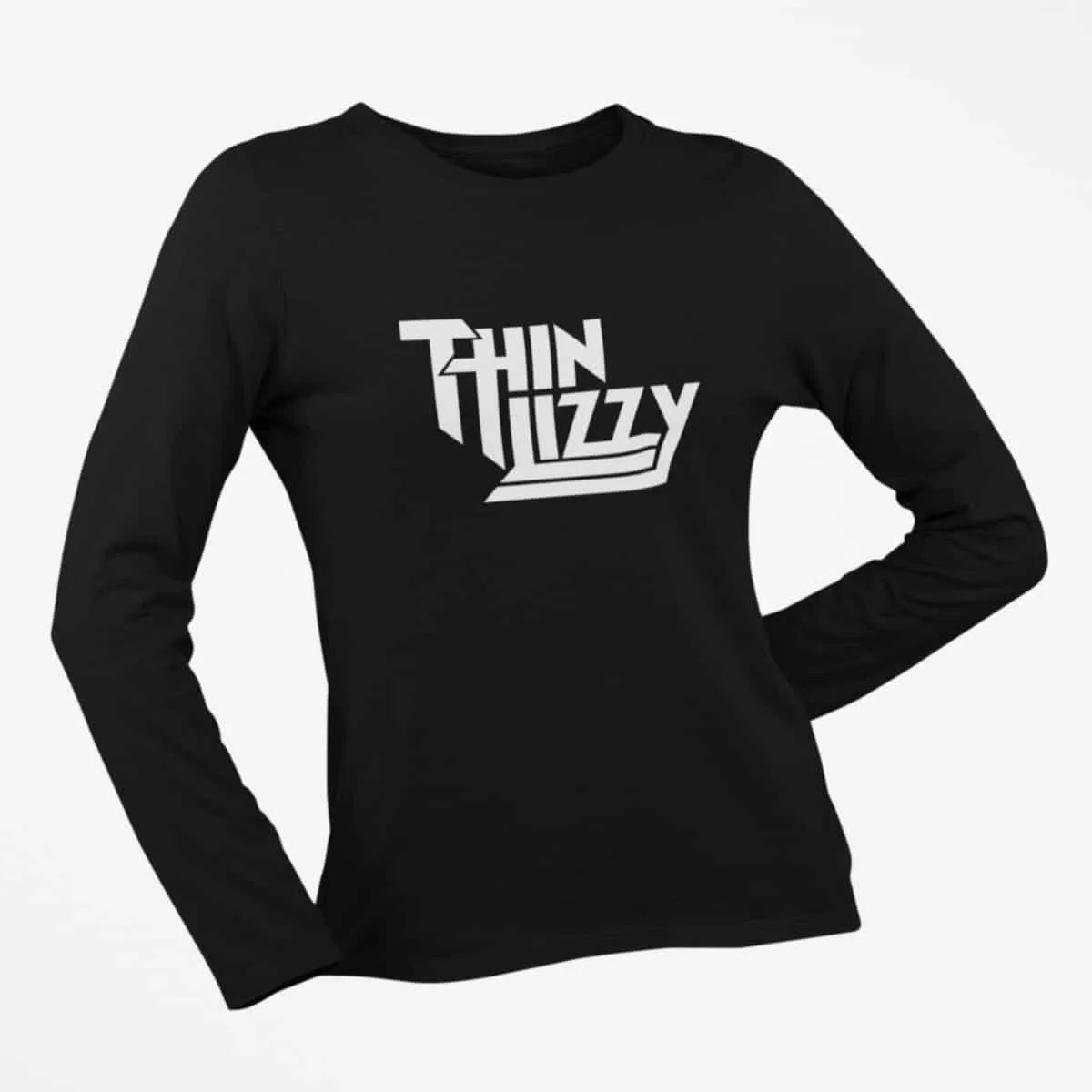 Thin Lizzy Long Sleeve T-Shirt, Thin Lizzy Logo Black Long Sleeve T-Shirt, Heavy Metal Merchandise