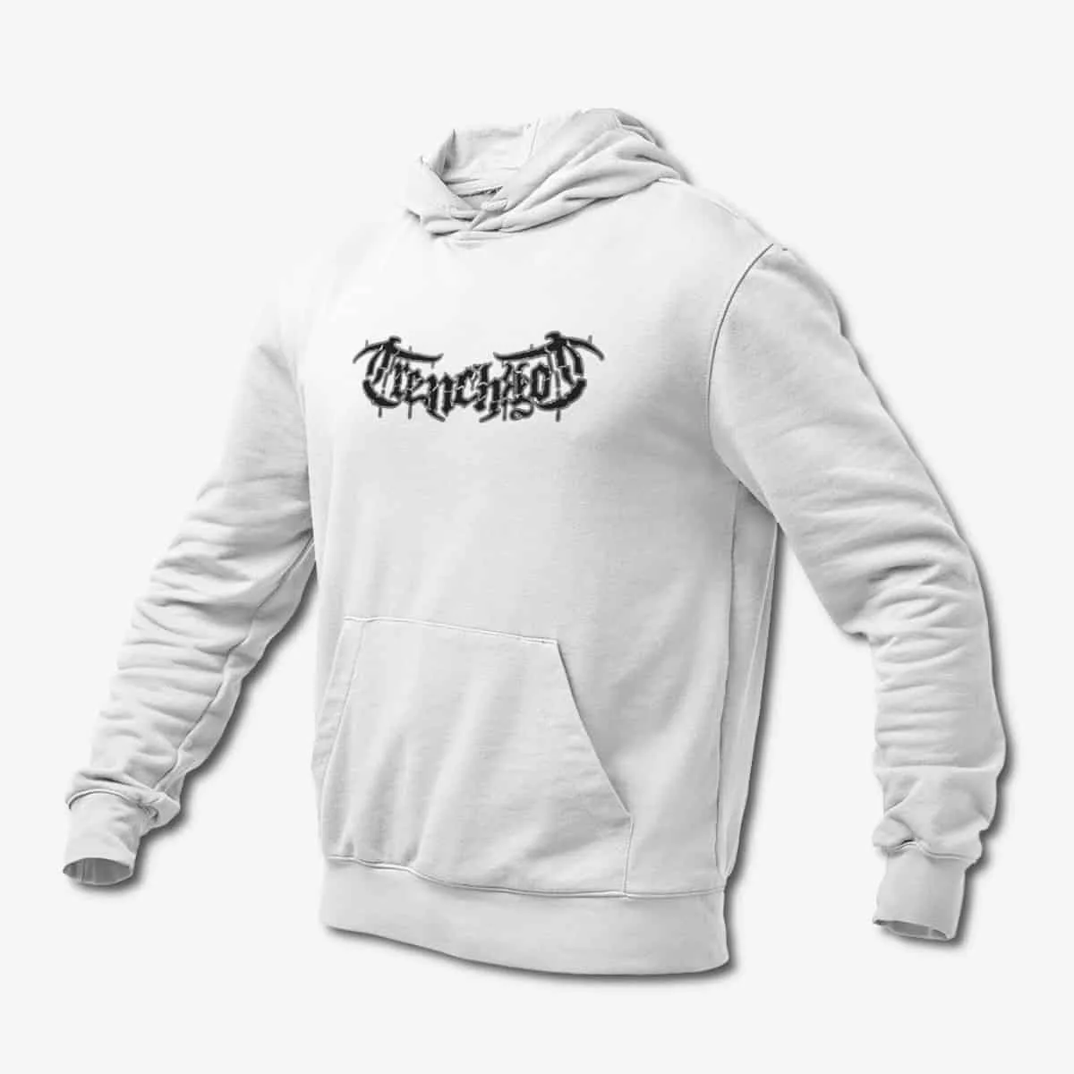 TrenchRot Hoodie, TrenchRot Logo White Hoodie, Death Metal Merchandise