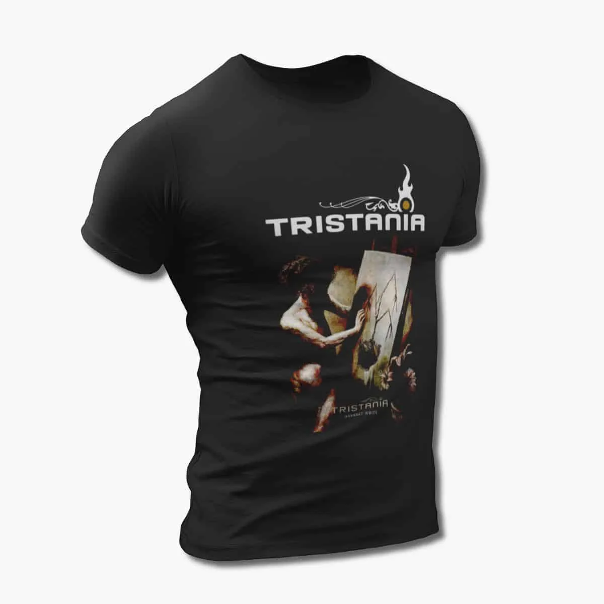 Tristania T-Shirt, Tristania Darkest White Artwork Black T-Shirt, Symphonic Metal Merchandise