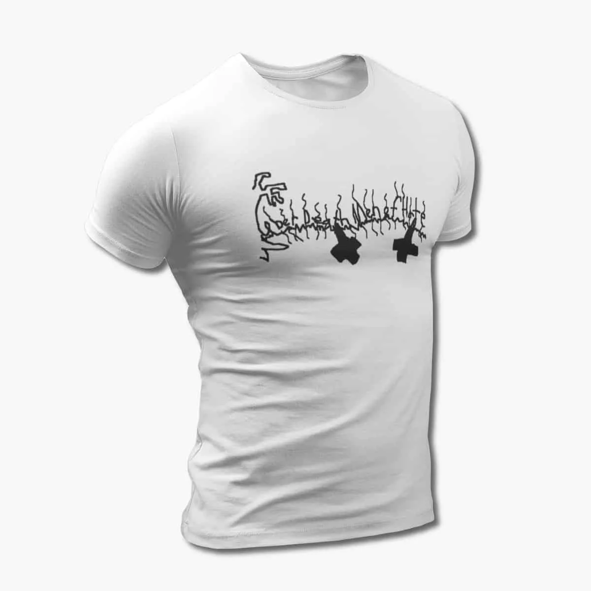 Uber Death Men of Hate T-Shirt, Uber Death Men of Hate Logo White T-Shirt, Thrash Metal Merchandise