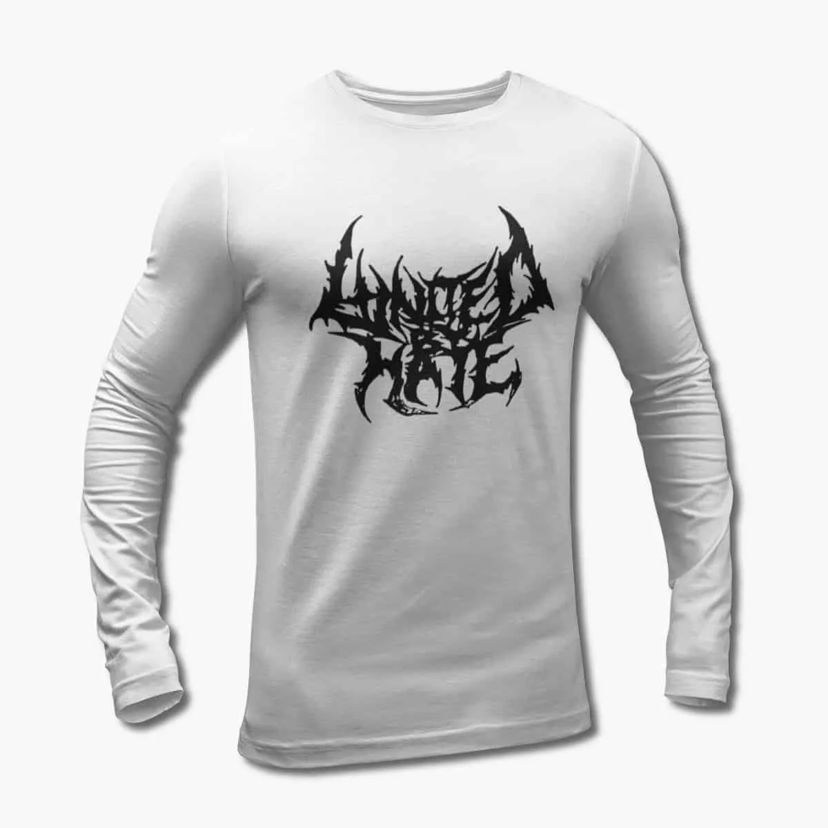 United by Hate Long Sleeve T-Shirt, United by Hate Logo White Longsleeve T-Shirt, Death Metal Merchandise