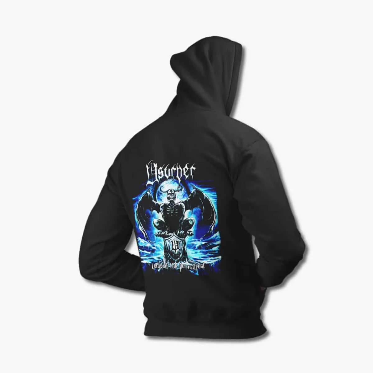 Usurper Hoodie, Usurper Lords of the Permafrost Black Hoodie, Black Metal, Thrash Metal Merchandise