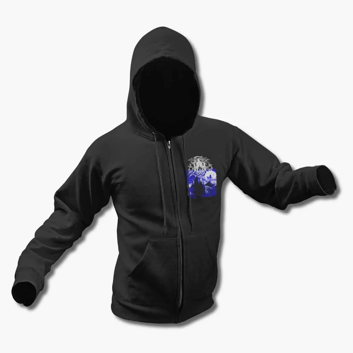 Vargrav Zip Up Hoodie, Vargrav Reign in Supreme Darkness Black Zipper Hoodie, Black Metal Merchandise