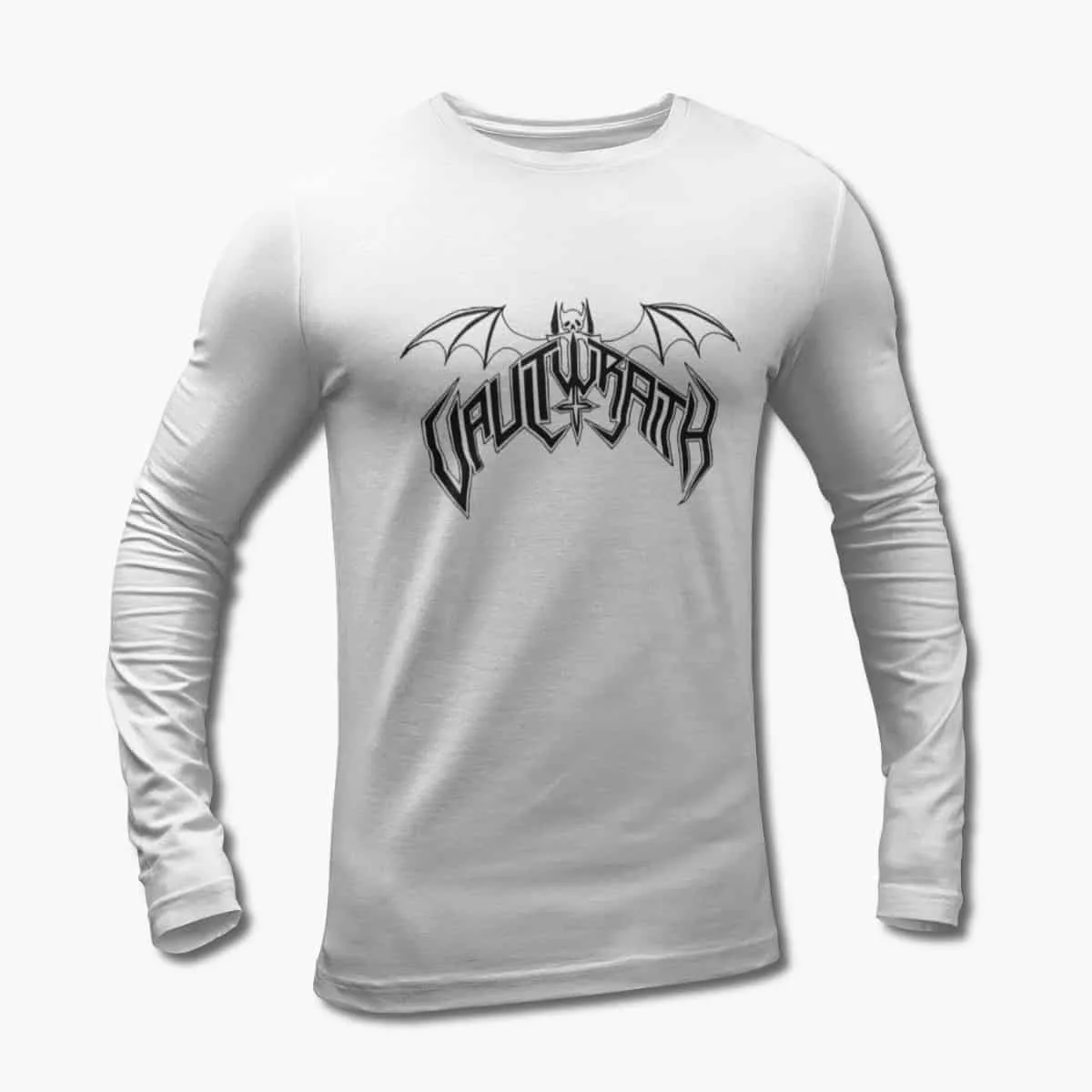 Vaultwraith Long Sleeve T-Shirt, Vaultwraith Logo White Longsleeve T-Shirt, Black Metal Merchandise