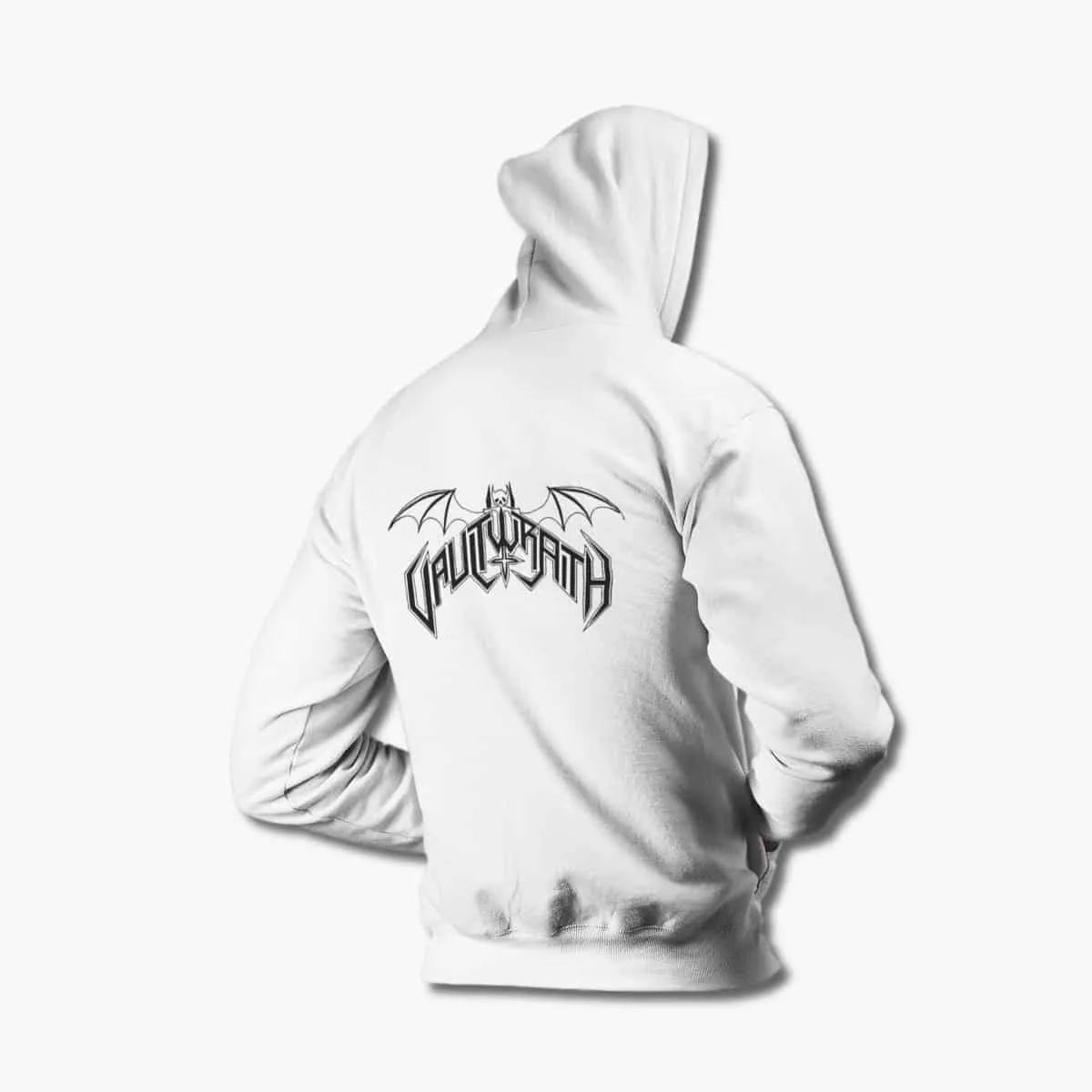 Vaultwraith Zip Up Hoodie, Vaultwraith Logo White Zipper Hoodie, Black Metal Merchandise