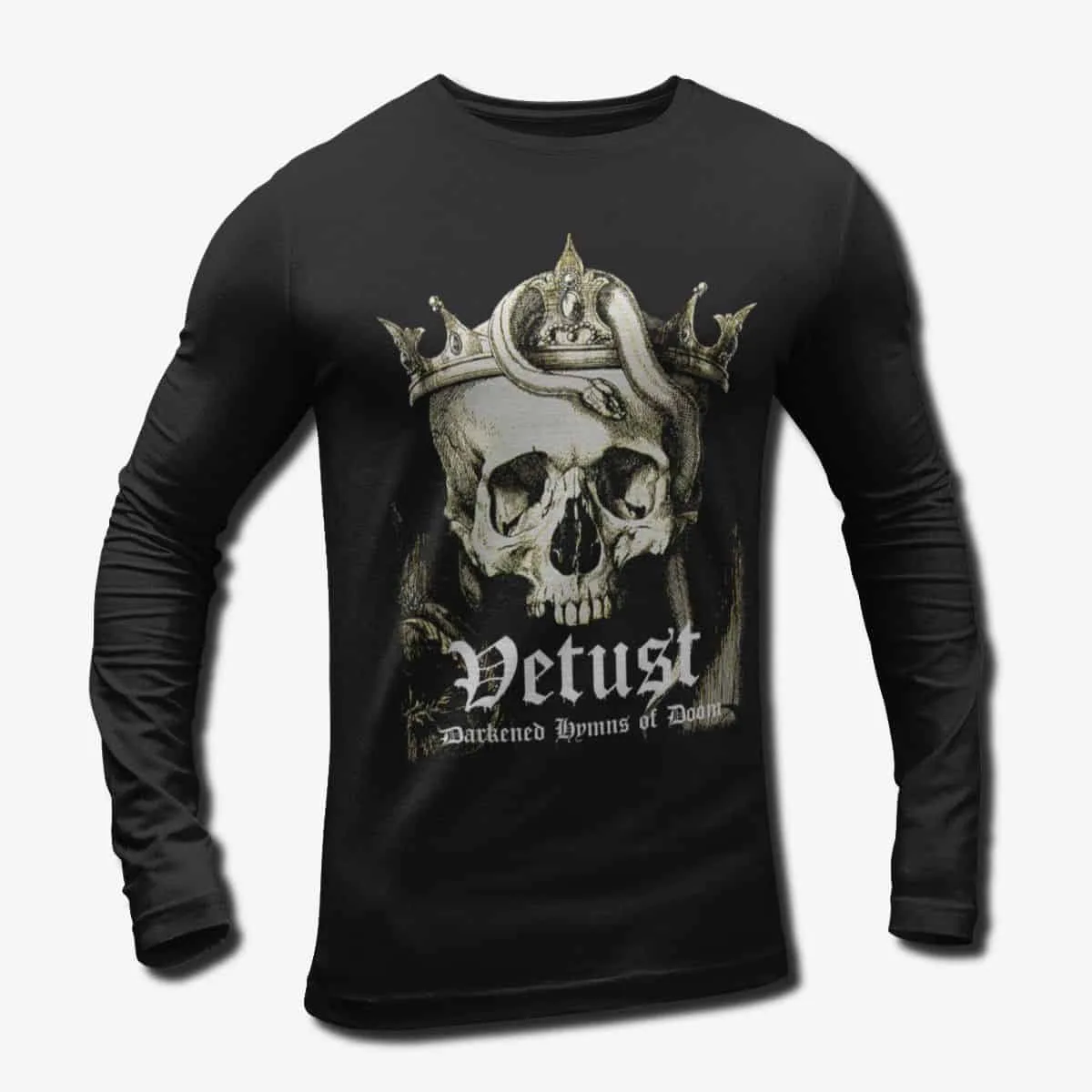 Vetust Band Long Sleeve T-Shirt, Vetust Darkened Hymns Of Doom Longsleeve Tee, Doom Metal, Black Metal Merch