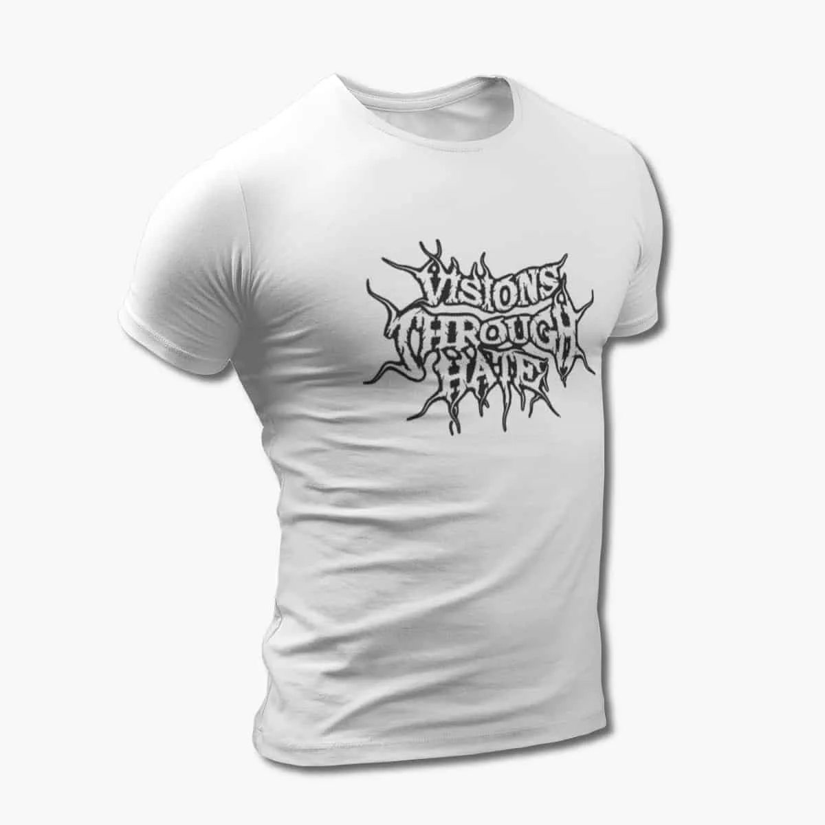 Visions Through Hate T-Shirt, Visions Through Hate Logo White T-Shirt, Brutal Death Metal Merchandise