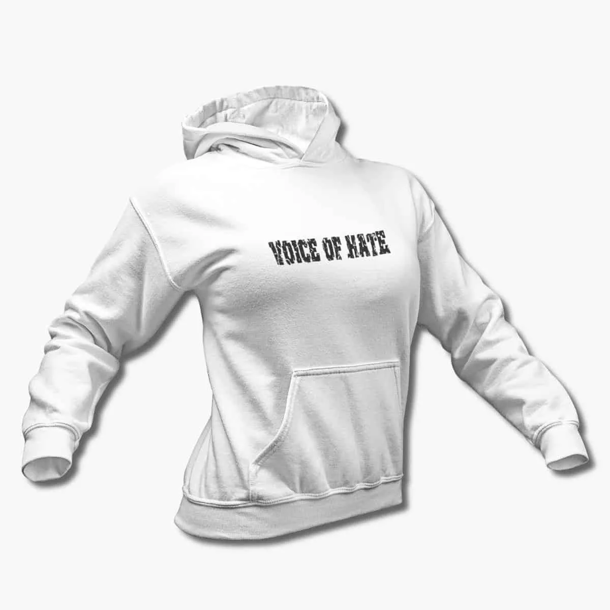 Voice of Hate Hoodie, Voice of Hate Logo White Hooded Pullover, Death Metal Merchandise