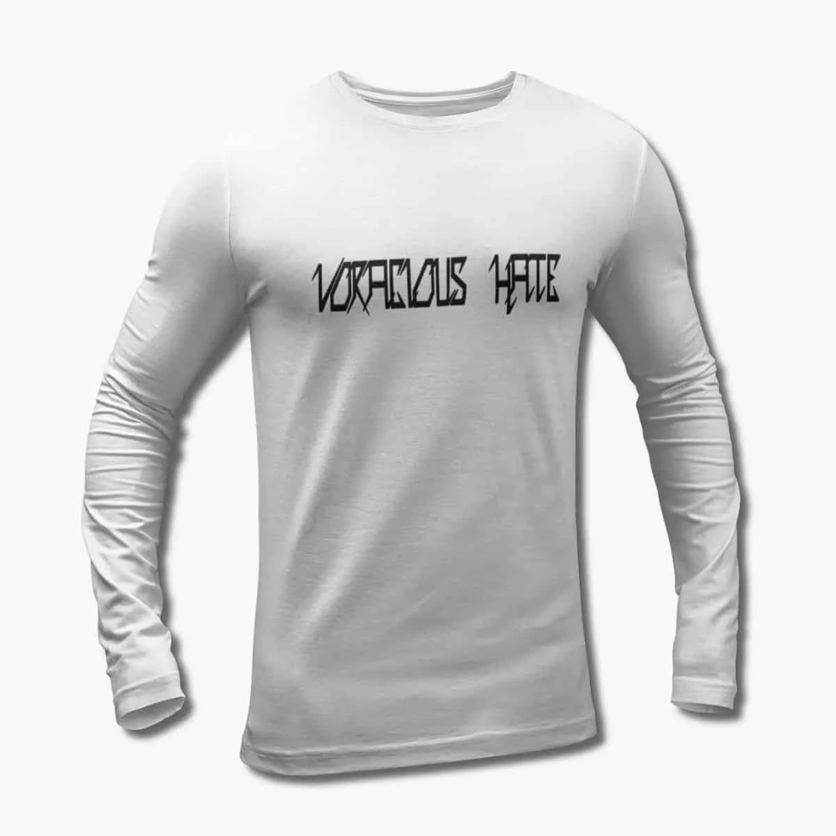 Voracious Hate Long Sleeve T-Shirt, Voracious Hate Logo White Longsleeve T-Shirt, Death Metal Merchandise