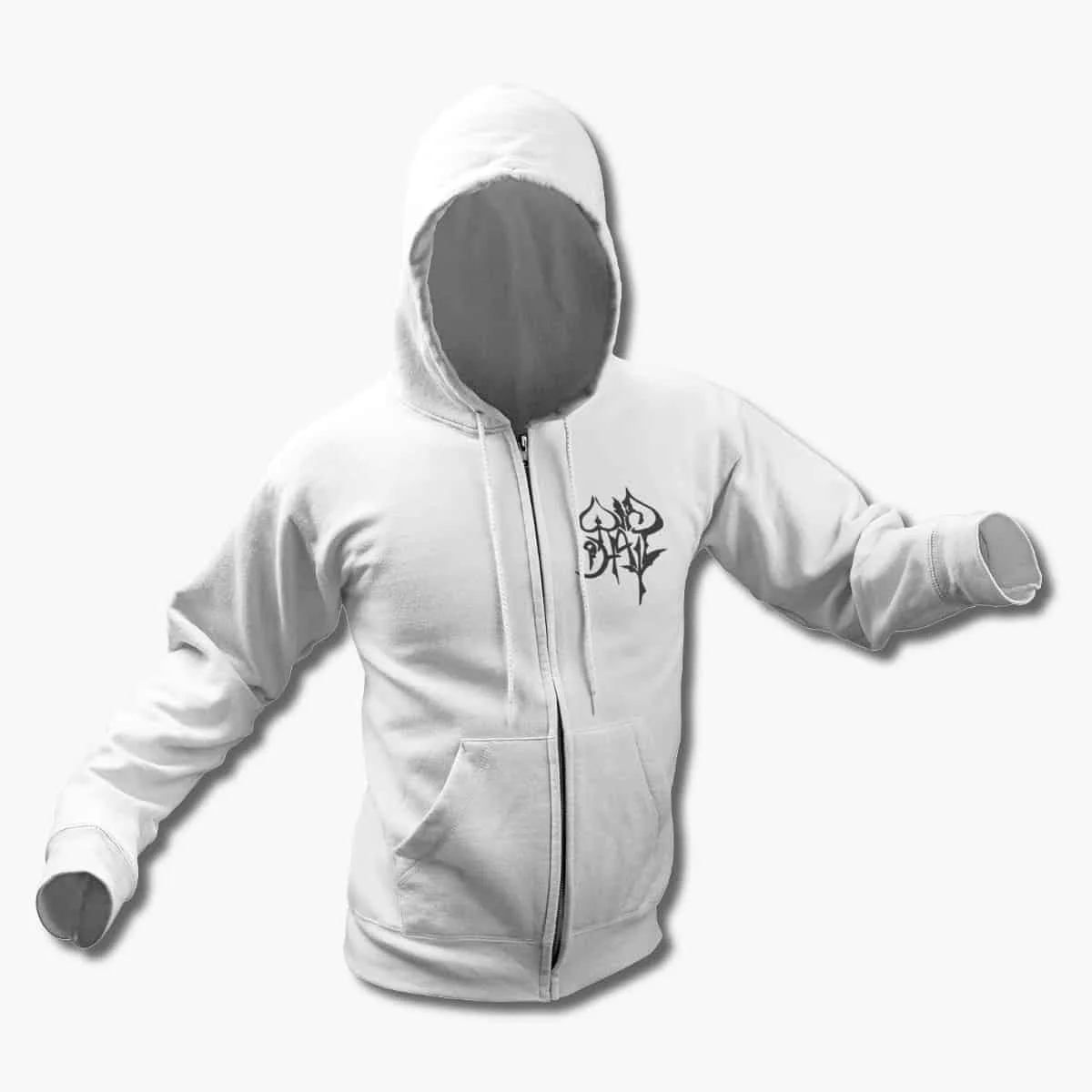 Wind of Hate Zip Up Hoodie, Wind of Hate Logo White Zipper Hoodie, Progressive Heavy Metal Merchandise
