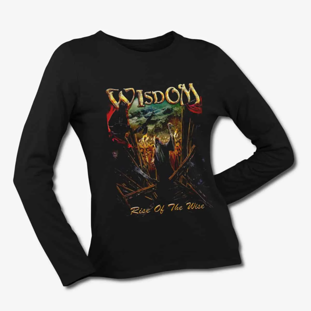 Wisdom Long Sleeve T-Shirt, Wisdom Rise of the Wise Black Longsleeve T-Shirt, Power Metal Merchandise