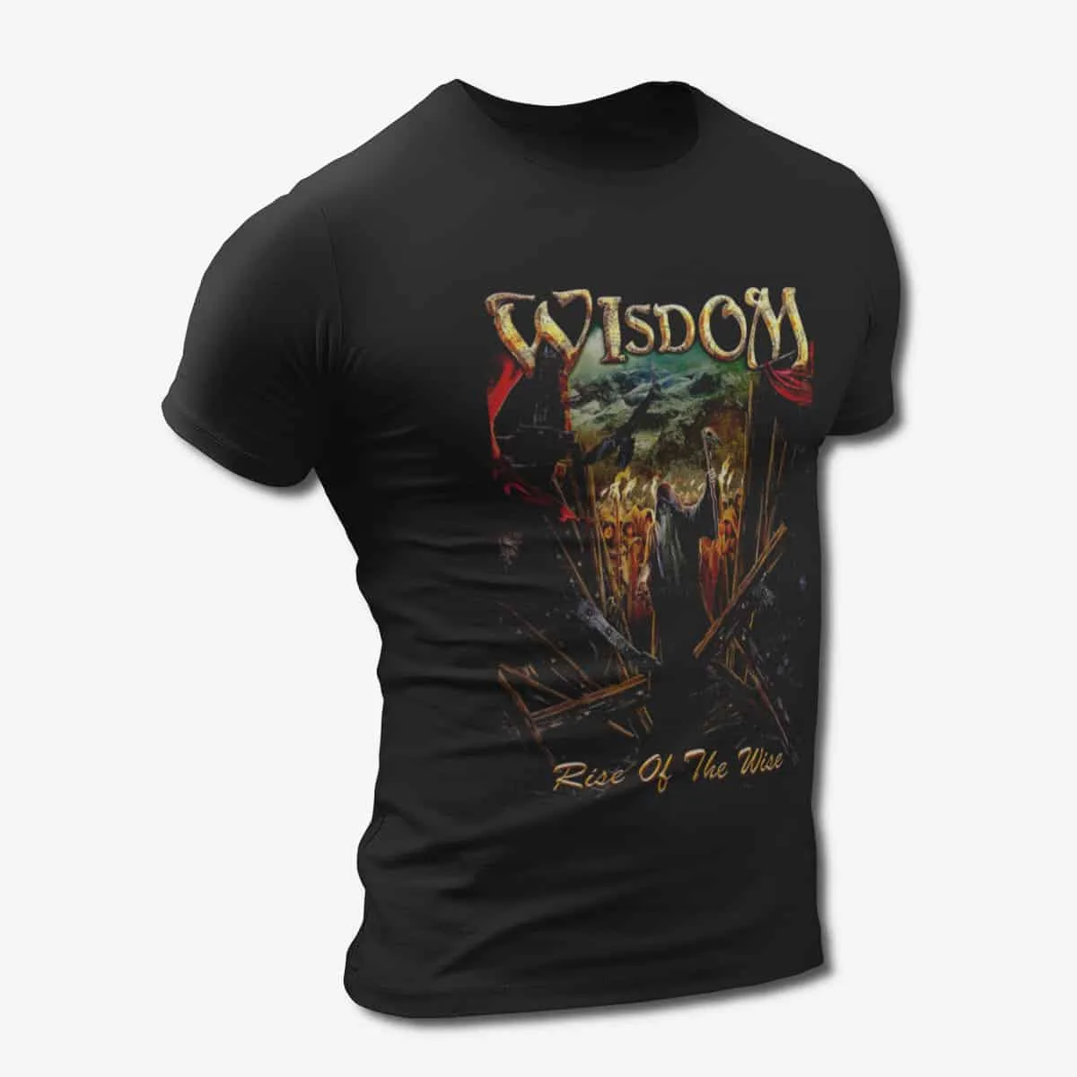 Wisdom T-Shirt, Wisdom Rise of the Wise Black T-Shirt, Power Metal Merchandise