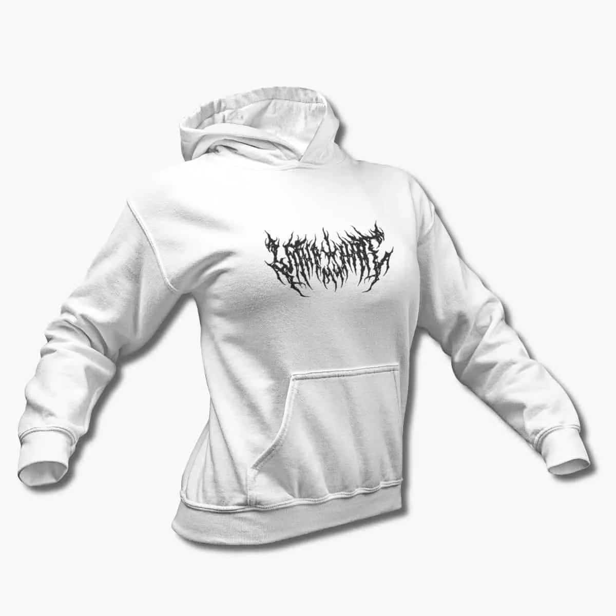 With All My Hate Hoodie, With All My Hate Logo White Hooded Pullover, Brutal Death Metal Merchandise
