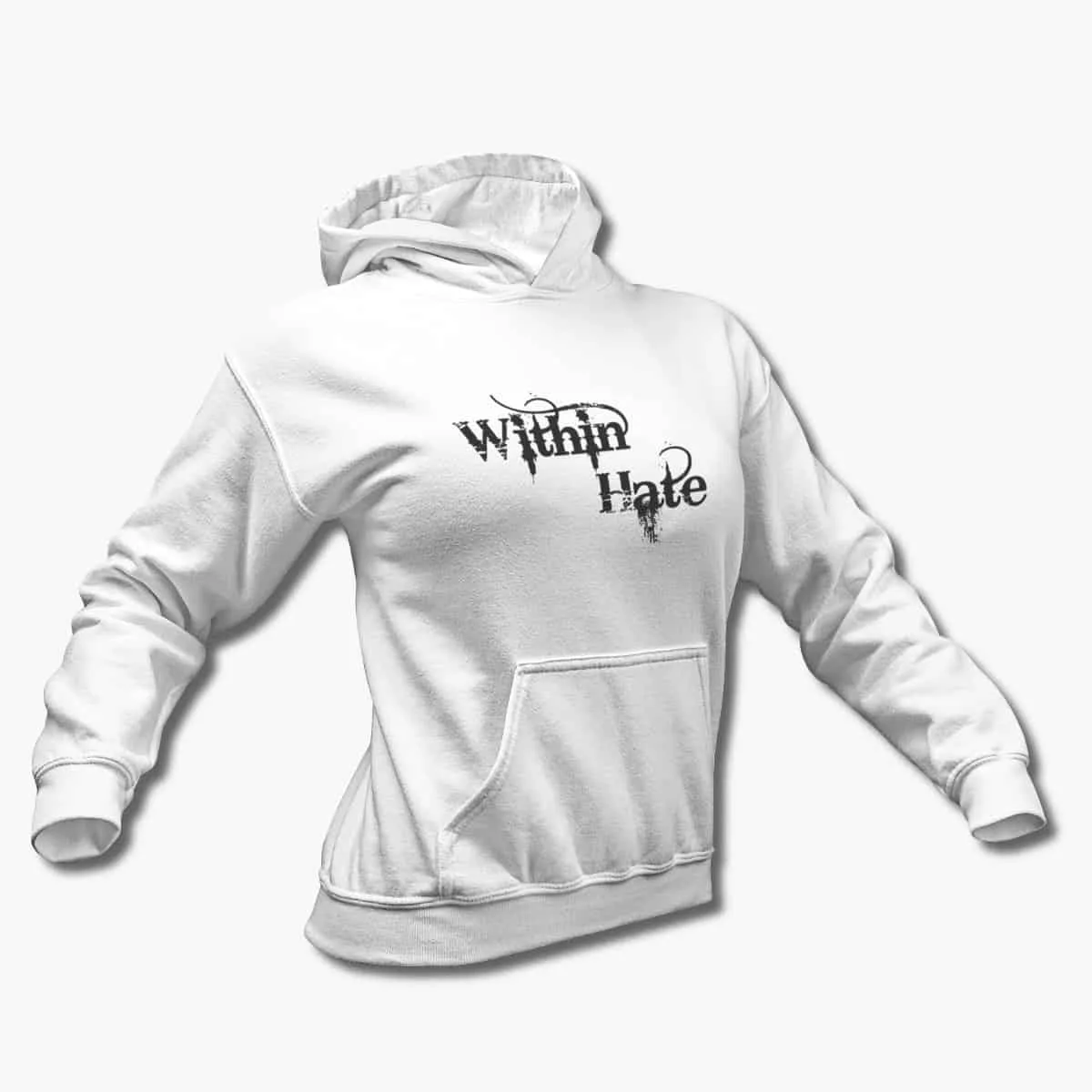 Within Hate Hoodie, Within Hate Logo White Hooded Pullover, Heavy Metal Merchandise