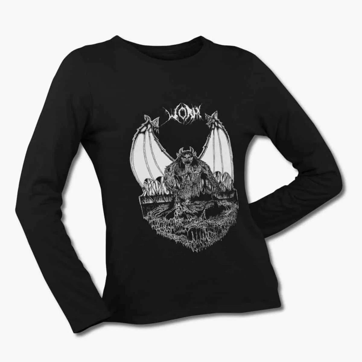 Worm Band Long Sleeve T-Shirt, Worm Evocation of The Black Marsh Black Longsleeve T-Shirt, Doom Metal Merchandise